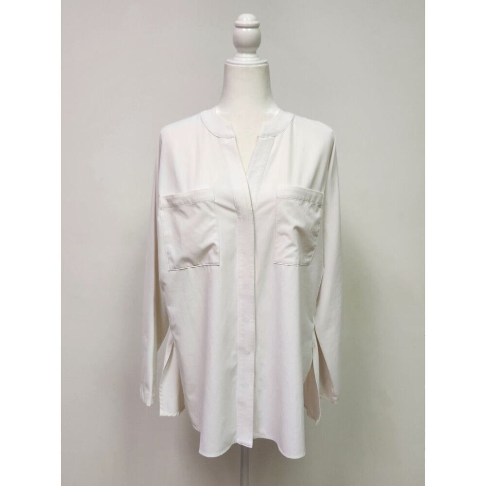 Jofit Women's golf Mandarin Collar Shirt Long Sleeve White Size Large EUC